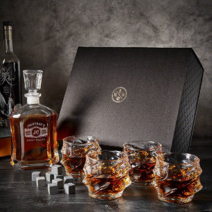 Luxury Whiskey Set with Engraved Argos Decanter