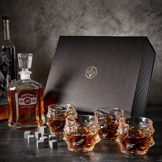 Luxury Whiskey Set with Engraved Argos Decanter (Front)