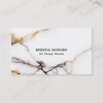 Luxury White And Beige Faux Marble Business Card by artOnWear at Zazzle