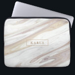 Luxury white and beige marble texture laptop sleeve<br><div class="desc">White and light beige luxury faux marble texture print and optional monogram.</div>