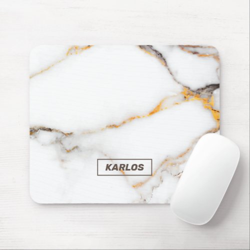 Luxury white and geige faux marble stone mouse pad