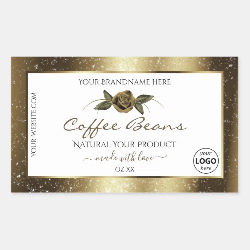 Luxury White and Gold Brown Product Labels Logo