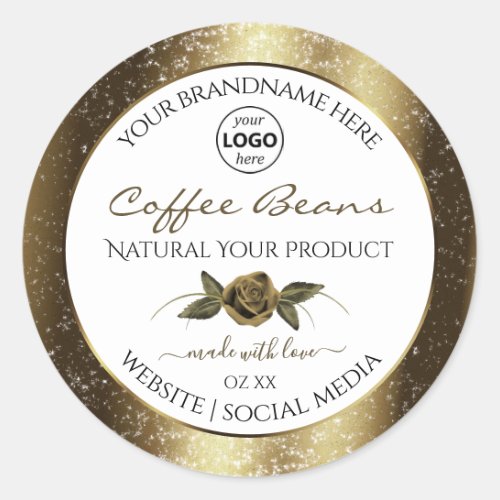 Luxury White and Gold Brown Product Labels Logo