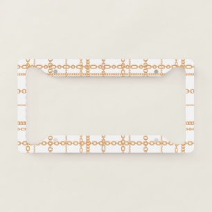 Luxury White and Gold Chains License Plate Frame