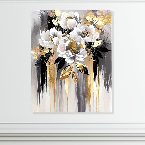 Luxury White And Gold Floral Acrylic Photo Tile