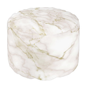 Luxury white and gold marble texture print pouf