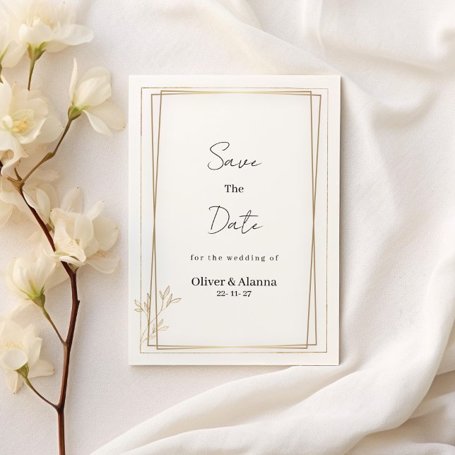 Luxury white and gold minimalist Save The Date Invitation (Luxury white and gold minimalist Save The Date)