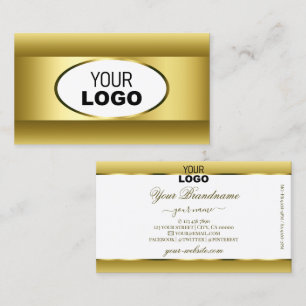 Luxury White and Gold Ombre Logo Golden Oval Decor Business Card