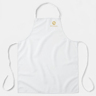 Luxury White and Gold Personalized Monogram Apron