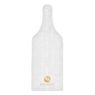 Luxury White and Gold Personalized Monogram Cutting Board