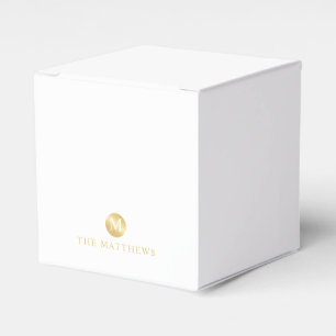 Luxury White and Gold Personalized Monogram Favor Boxes