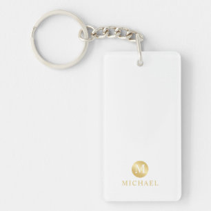 Luxury White and Gold Personalized Monogram Keychain