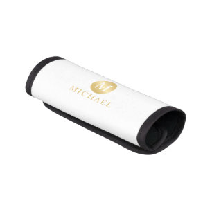 Luxury White and Gold Personalized Monogram Luggage Handle Wrap