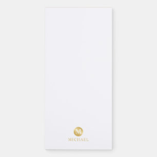 Luxury White and Gold Personalized Monogram Magnetic Notepad