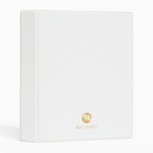Luxury White and Gold Personalized Monogram Mini Binder
