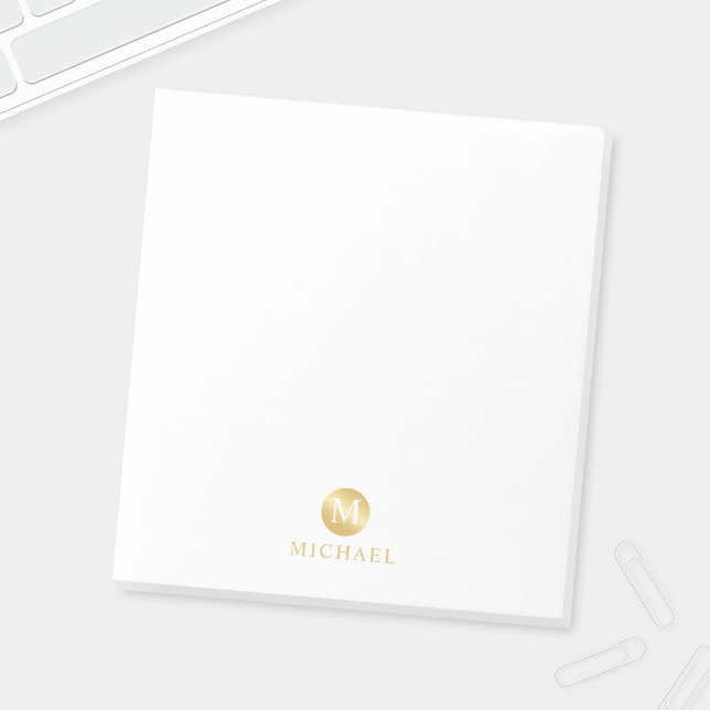 Luxury White and Gold Personalized Monogram Notepad (Creator Uploaded)
