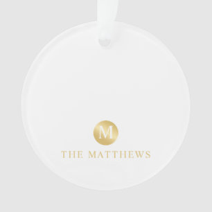 Luxury White and Gold Personalized Monogram Ornament