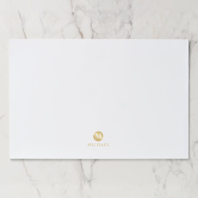 Luxury White and Gold Personalized Monogram Paper Pad (Front)