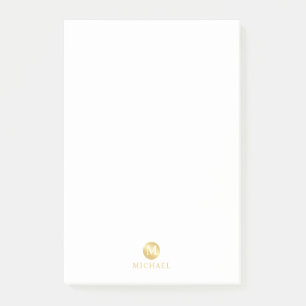 Luxury White and Gold Personalized Monogram Post-it Notes