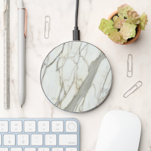 Luxury white and grey marble wireless charger