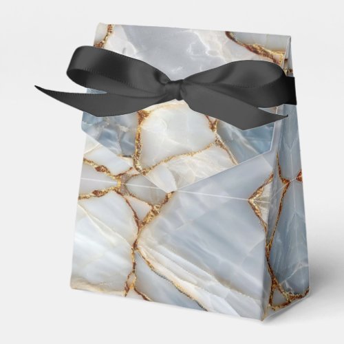 Luxury White Blue Marble & Gold Veins Agate Stone Favor Boxes