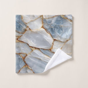 Luxury White Blue Marble & Gold Veins Agate Stone Wash Cloth