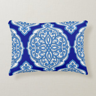 Luxury white-blue, Turkish ornament. Accent Pillow