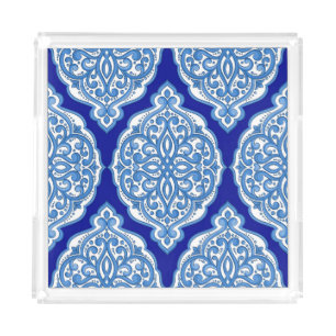 Luxury white-blue, Turkish ornament. Acrylic Tray