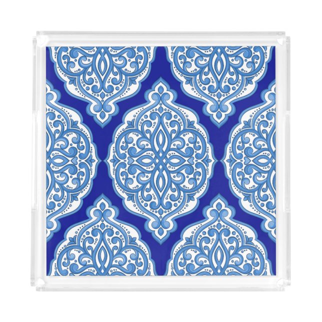 Luxury white-blue, Turkish ornament. Acrylic Tray (Front)