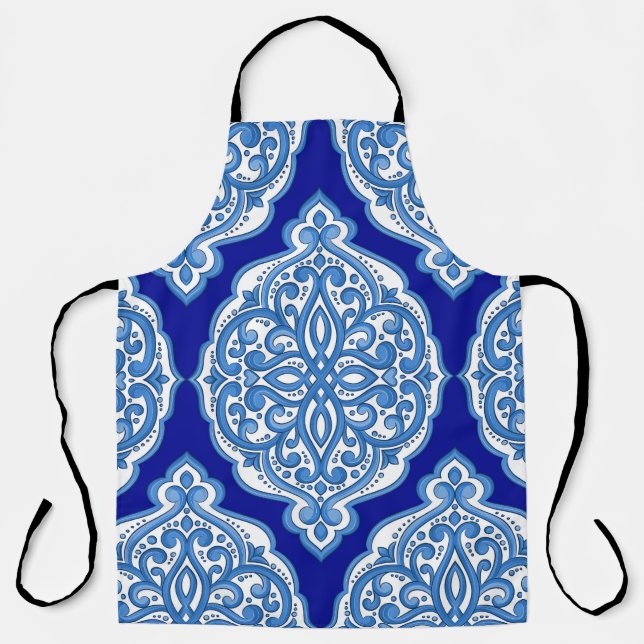 Luxury white-blue, Turkish ornament. Apron (Front)