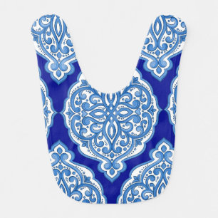 Luxury white-blue, Turkish ornament. Baby Bib
