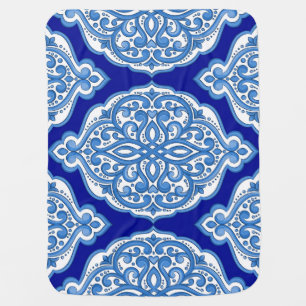 Luxury white-blue, Turkish ornament. Baby Blanket