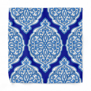 Luxury white-blue, Turkish ornament. Bandana