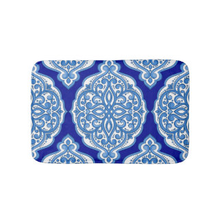 Luxury white-blue, Turkish ornament. Bath Mat