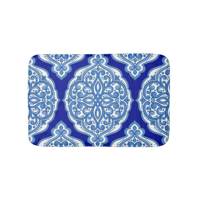 Luxury white-blue, Turkish ornament. Bath Mat (Front)