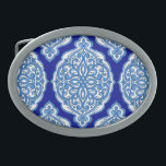 Luxury white-blue, Turkish ornament. Belt Buckle<br><div class="desc">White and blue luxury ornament seamless pattern. Traditional Turkish, Indian motifs. Great for fabric and textile, wallpaper, packaging or any desired idea. White and blue luxury ornament pattern with Turkish and Indian motifs. Luxurious white and blue ornament for a lavish feel. medallion, pattern, arabic, background, abstract, flower, texture, decor, wedding,...</div>