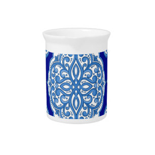 Luxury white-blue, Turkish ornament. Beverage Pitcher