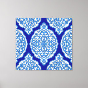 Luxury white-blue, Turkish ornament. Canvas Print