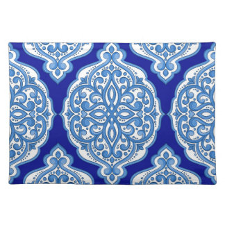 Luxury white-blue, Turkish ornament. Cloth Placemat