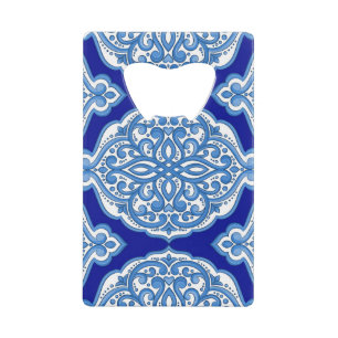 Luxury white-blue, Turkish ornament. Credit Card Bottle Opener