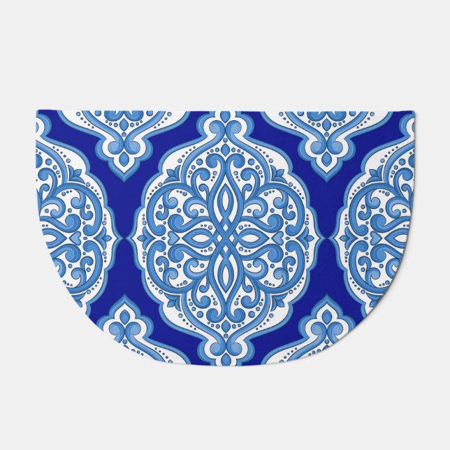 Luxury white-blue, Turkish ornament. Doormat (Front)
