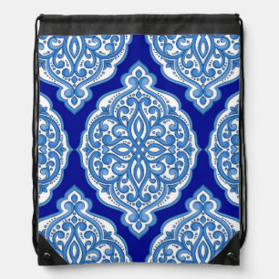 Luxury white-blue, Turkish ornament. Drawstring Bag