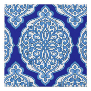 Luxury white-blue, Turkish ornament. Faux Canvas Print