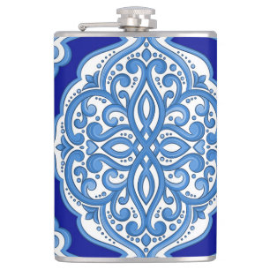 Luxury white-blue, Turkish ornament. Flask