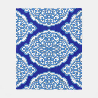 Luxury white-blue, Turkish ornament. Fleece Blanket