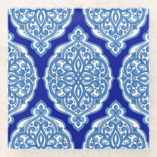 Luxury white-blue, Turkish ornament. Glass Coaster