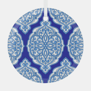Luxury white-blue, Turkish ornament. Glass Ornament