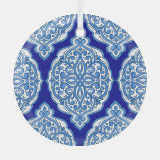 Luxury white-blue, Turkish ornament. Glass Ornament