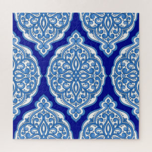 Luxury white-blue, Turkish ornament. Jigsaw Puzzle