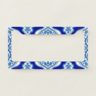 Luxury white-blue, Turkish ornament. License Plate Frame